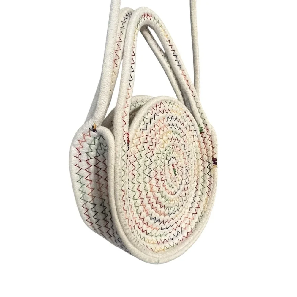 Crochet Floral Crossbody Bag Colorful Flower Boho Cottagecore Woven Open